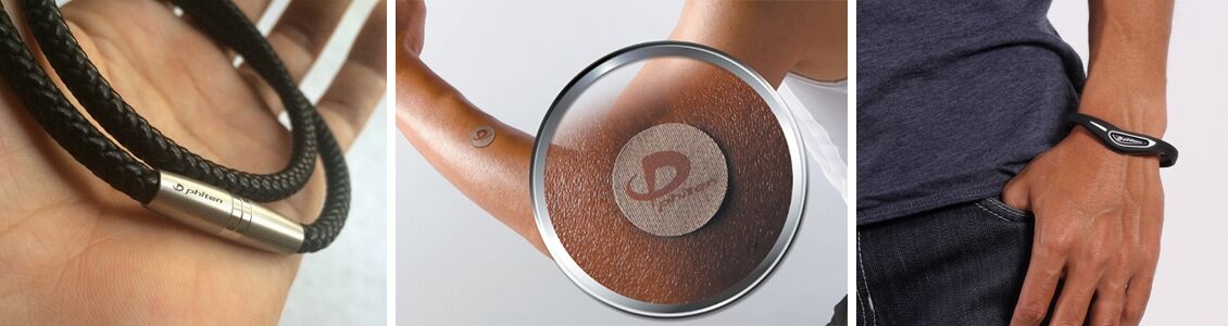 Phiten Aquatitán nyakláncok, karkötők, tapaszok, ruházat, támaszok és kozmetikumok