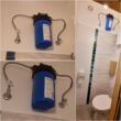 Geyser Big Blue 10&quot; a mellékhelyiségbe felszerelve (panel lakásban). A hátfal másik oldalán lévő fürdőszoba hidegvizes ellátását biztosítja. 
