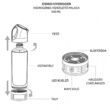 Az Osmio Hirdogénes víztisztító palack egyes elemei