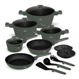 BerlingerHaus 15 részes edénykészlet Matte Green Collection BerlingerHaus 15 részes edénykészlet Matte Green Collection