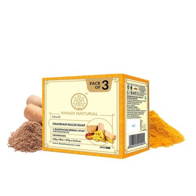 Khadi Natural Chandan Haldi Ayurvédikus Szantálfa kurkuma szappan csomag 3x125 g