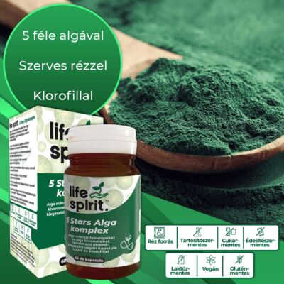 Life Spirit 5 Stars Alga komplex kapszula rézzel és klorofillal 60 db