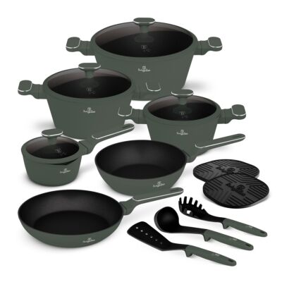 BerlingerHaus 15 részes edénykészlet Matte Green Collection