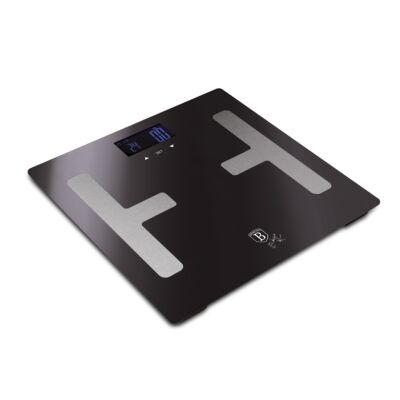 BerlingerHaus Testzsíranalizáló üveg személymérleg 180 kg - Metallic Line Carbon Edition