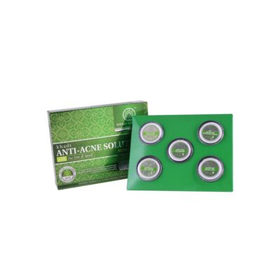 Khadi Natural Anti-acne solutions Anti-acné megoldás Ayurvédikus mini arcápoló készlet teafával és bazsalikommal 5 x 15 g