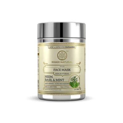 Khadi Natural Face mask Ayurvédikus Bazsalikom & Menta Arcpakolás Neem Kivonattal 50 g