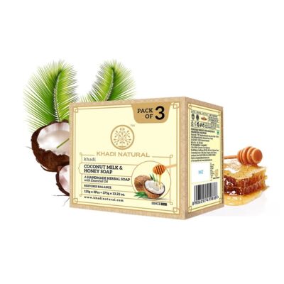 Khadi Natural Ayurvédikus Kókusztej és Méz szappan csomag 3x125 g