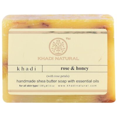 Khadi Natural Rózsa &amp; Méz Szappan Rózsaszirmokkal 100 g