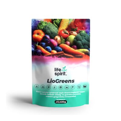 Life Spirit LioGreens élelmi rostokat, liofilizált zöldség-, gyümölcs és gyógynövény porokat tartalmazó italpor 400 g