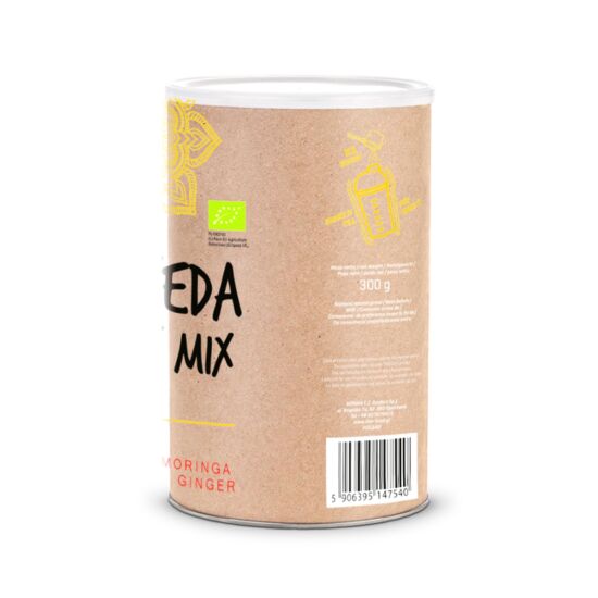 Ayurvédikus mix: Bio Ajurveda Mix bio Ashwagandhát, bio Moringát, Bio Amlát, bio Kurkumát és bio Gyömbért tartalmaz