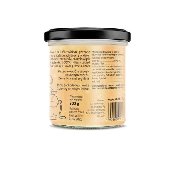 Diet Food Bio Földimogyoró krém ropogós (Peanut Cruncy) 300 g