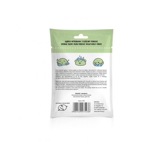 Konjac arctisztító szivacs zöld agyaggal