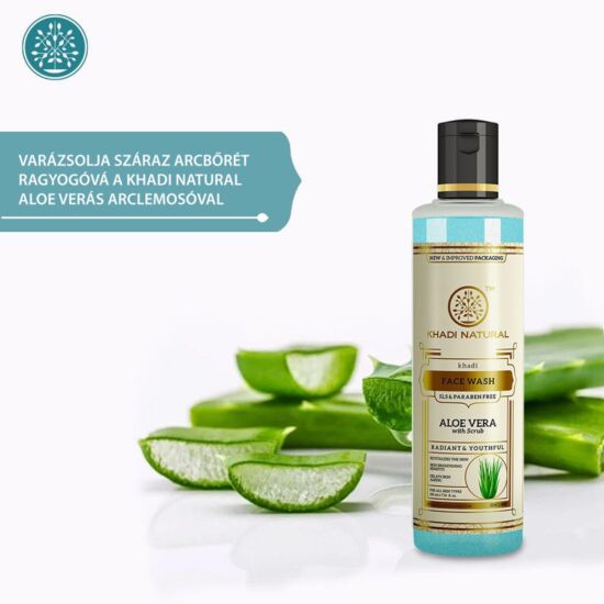 Khadi Natural Face Scrub Ayurvédikus Aloe Vera Bőrradír Hatású Arclemosó 210 ml (SLS, Paraben Free)