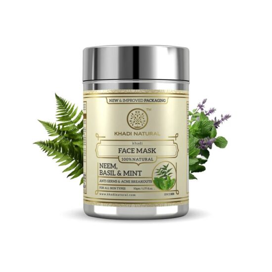 Khadi Natural Face mask Ayurvédikus Bazsalikom & Menta Arcpakolás Neem Kivonattal 50 g