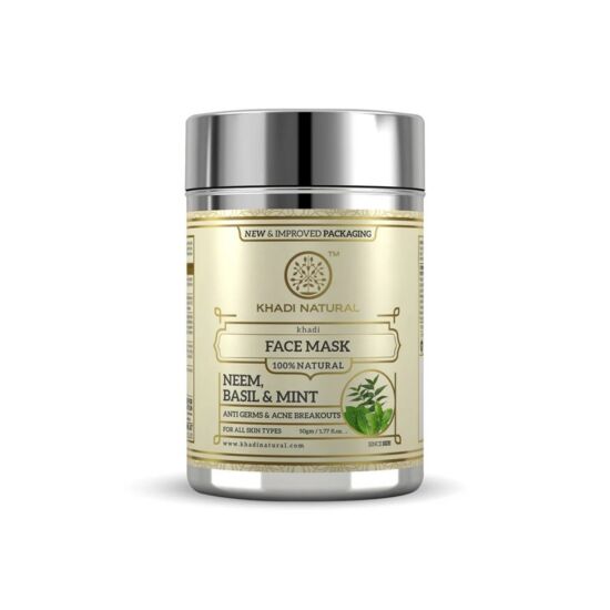 Khadi Natural Face mask Ayurvédikus Bazsalikom & Menta Arcpakolás Neem Kivonattal 50 g