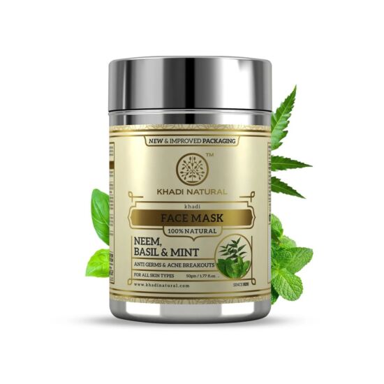 Khadi Natural Face mask Ayurvédikus Bazsalikom & Menta Arcpakolás Neem Kivonattal 50 g
