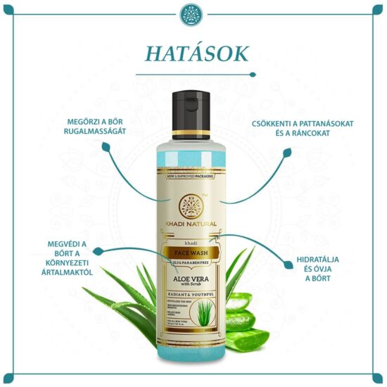 Khadi Natural Face Scrub Ayurvédikus Aloe Vera Bőrradír Hatású Arclemosó 210 ml (SLS, Paraben Free)