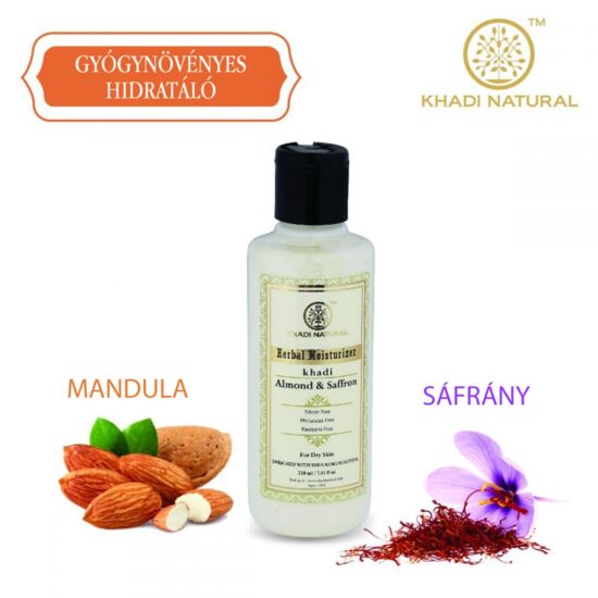 Khadi Natural Moisturiser Ayurvédikus Sáfrányos Mandula Hidratáló testápoló 210 ml (SLS, Paraben Free)